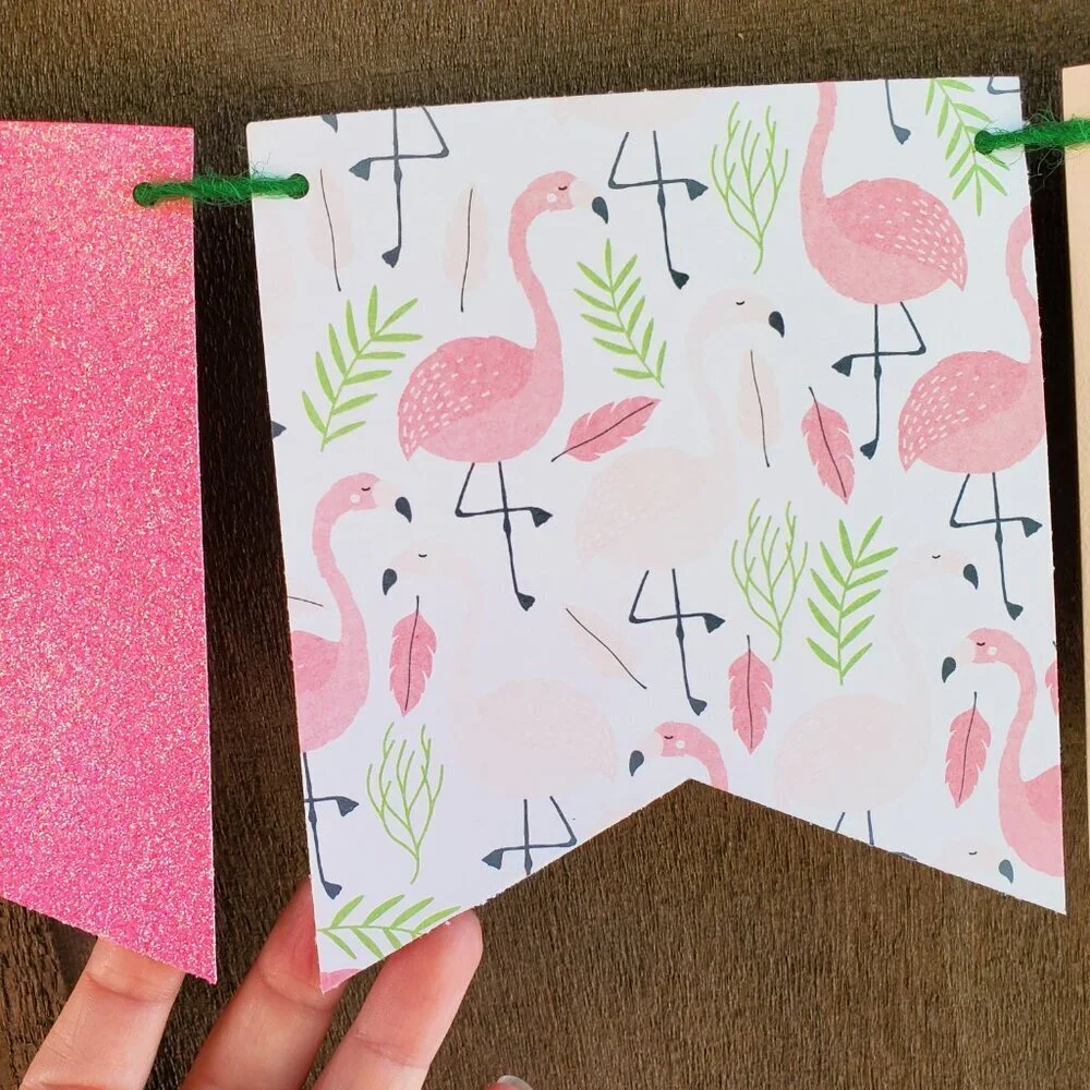 Flamingo Pink and Green Party Decorations Set